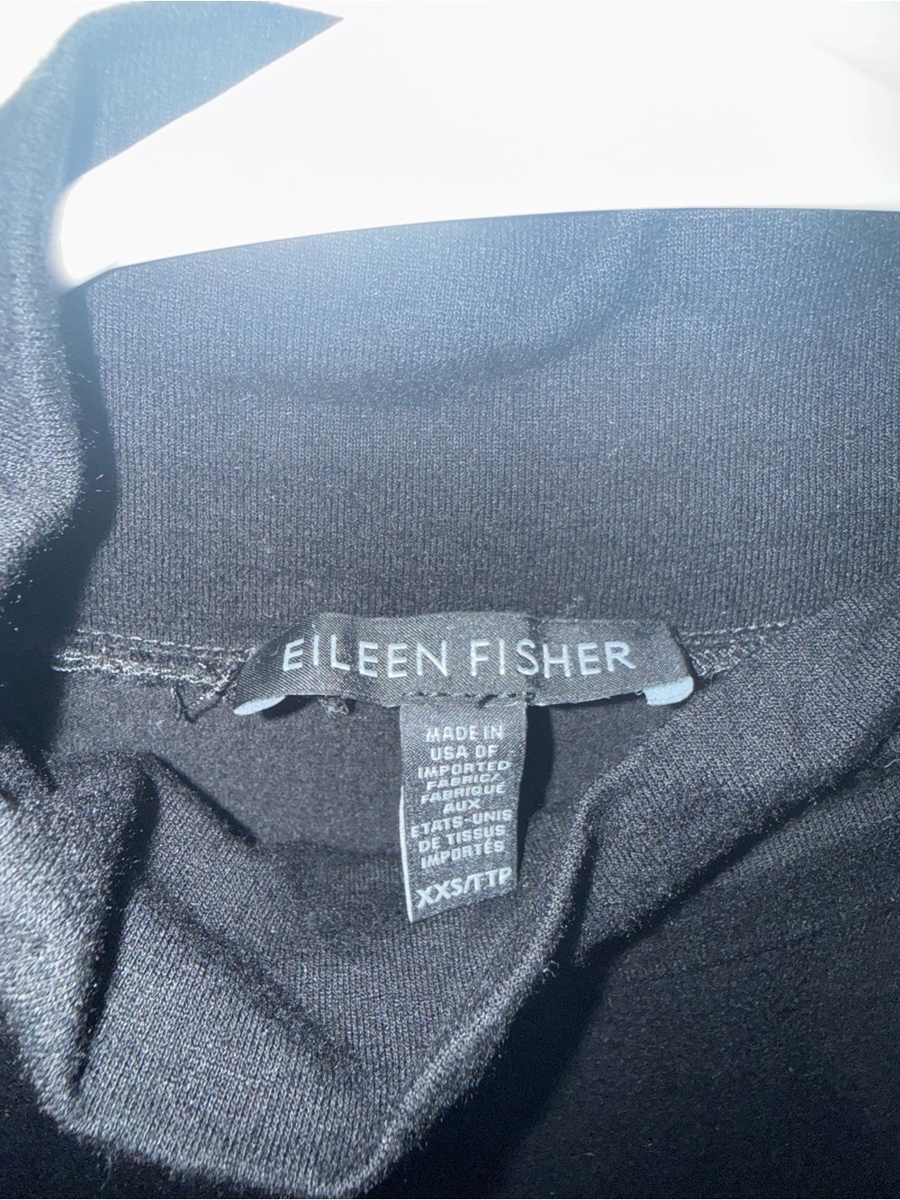 Eileen Fisher Black Turtleneck Top XXS Viscose Stretch Long Sleeve Made USA - Picture 2 of 3